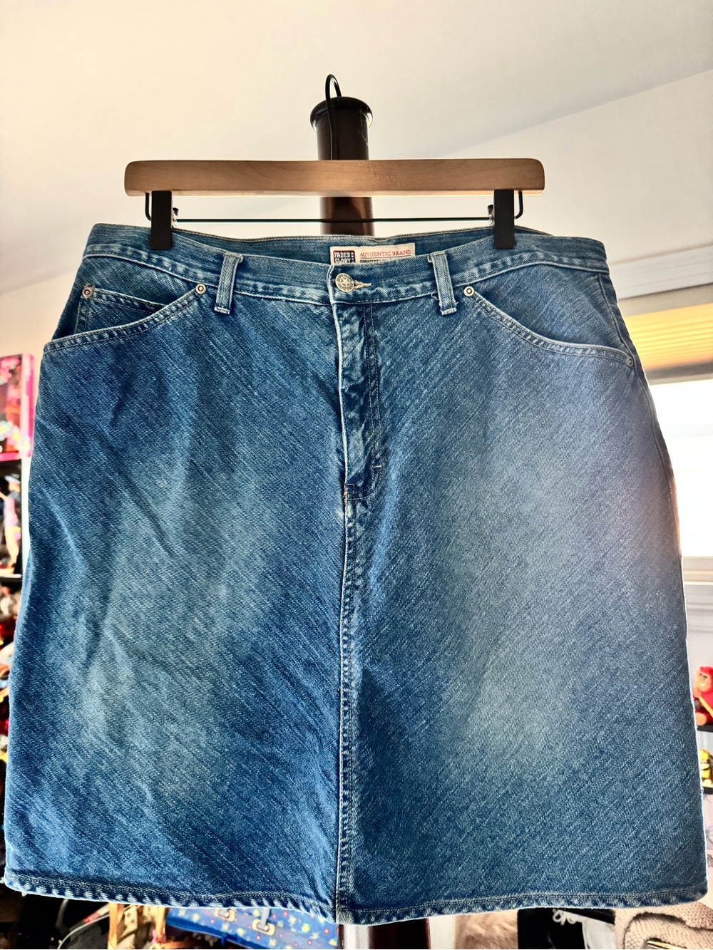 Faded Glory Blue Denim Skirt - Classic A-Line